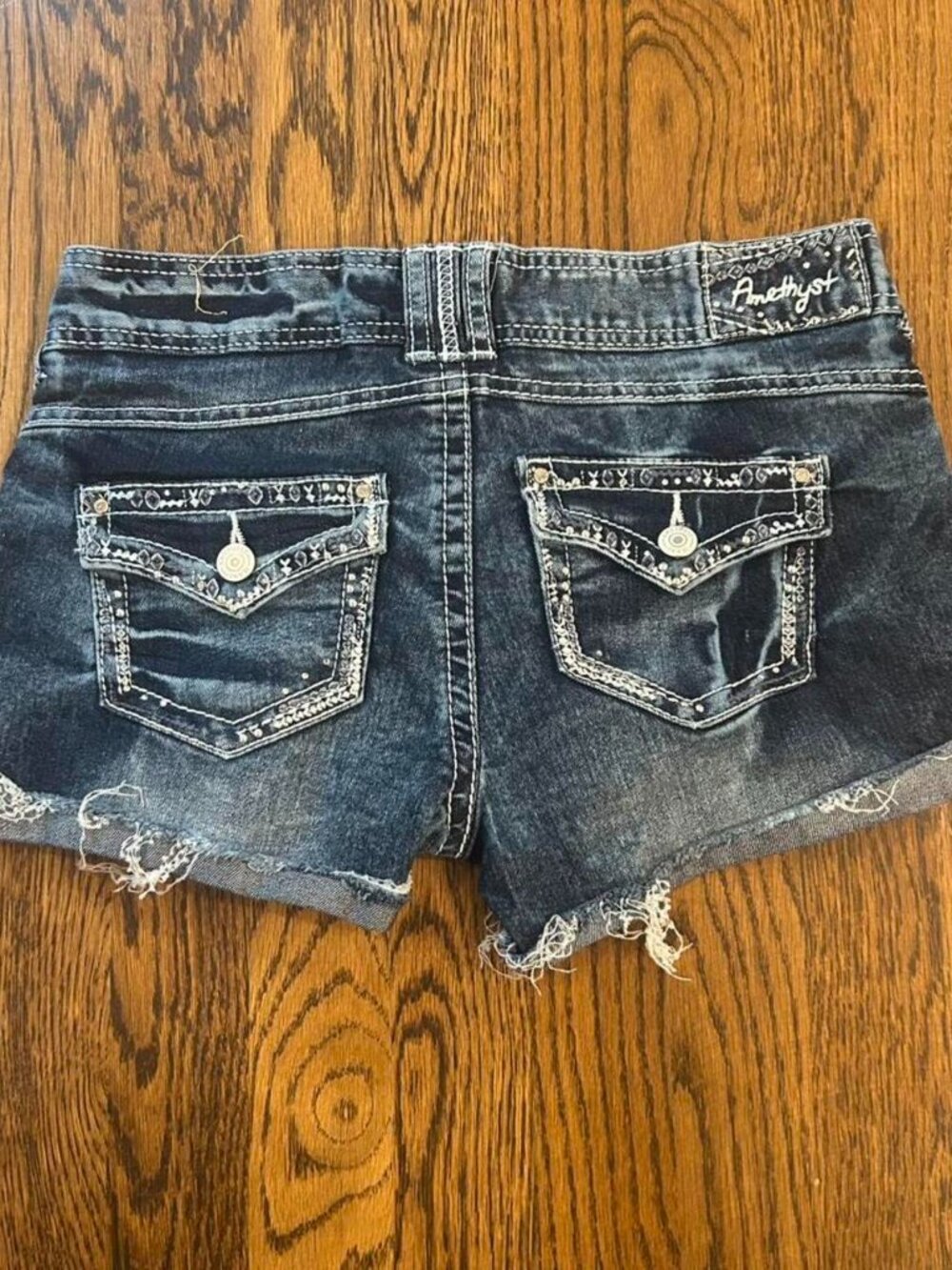 Amethyst Jeans Heavy Stitch Embellished Short